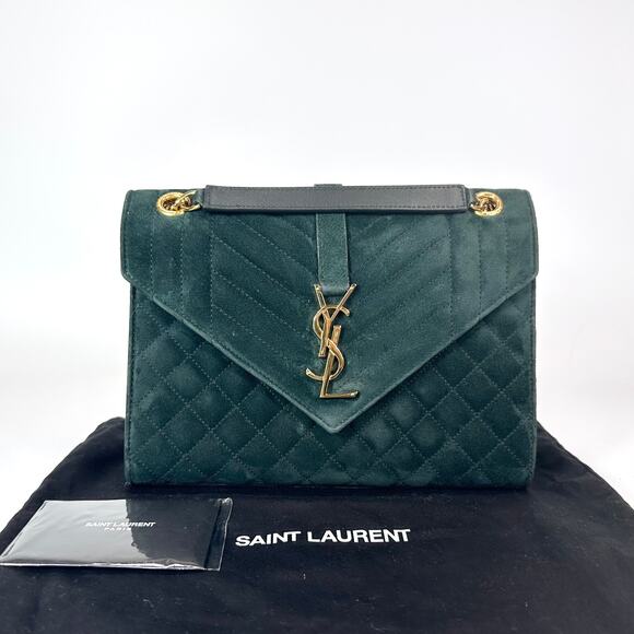 Saint Laurent Medium Suede Triquilt Envelope Shoulder Bag - Picture 2 of 13